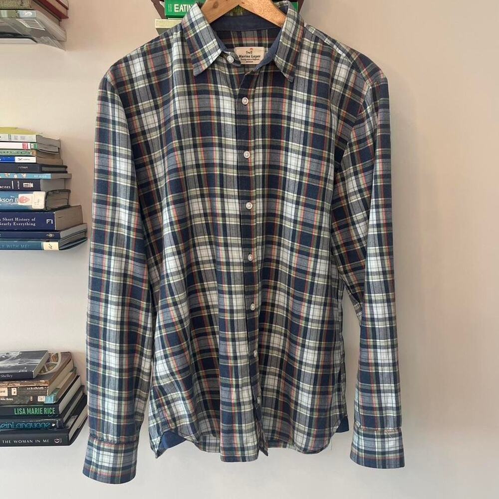Marine Layer Plaid Collared Long Sleeve Button Up Size M